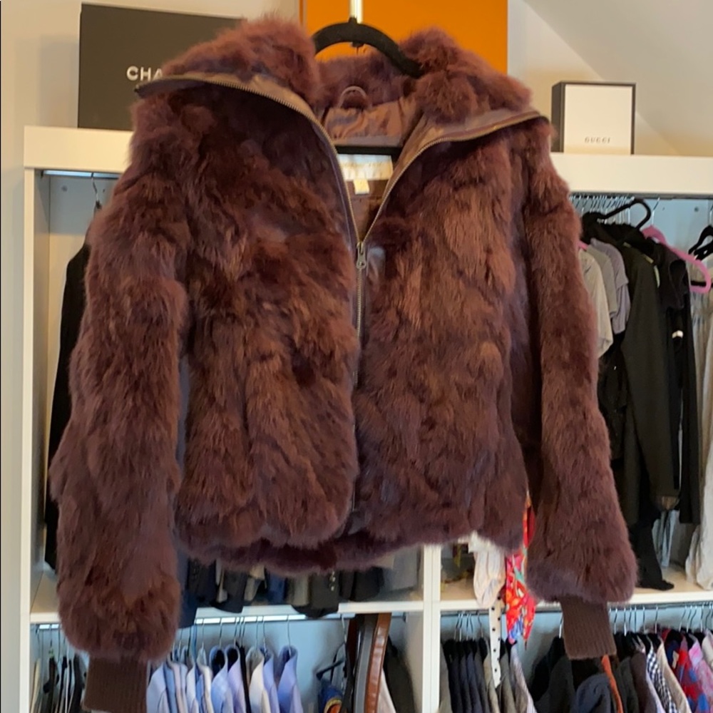 💜100% auth rabbit fur bomber jacket💜